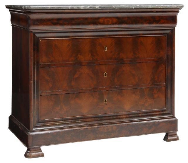 Appraisal: French Louis Philippe period marble-top mahogany commode mid th c