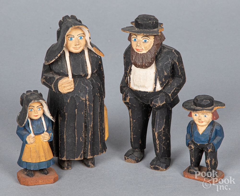 Appraisal: Jailhouse carvers Amish family Jailhouse carvers Amish family tallest -