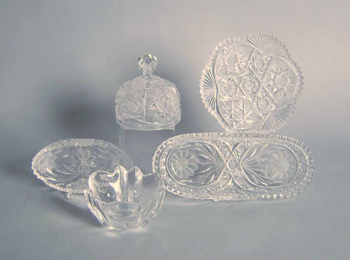 Appraisal: Three pieces cut glass together with an Orrefors bowl h