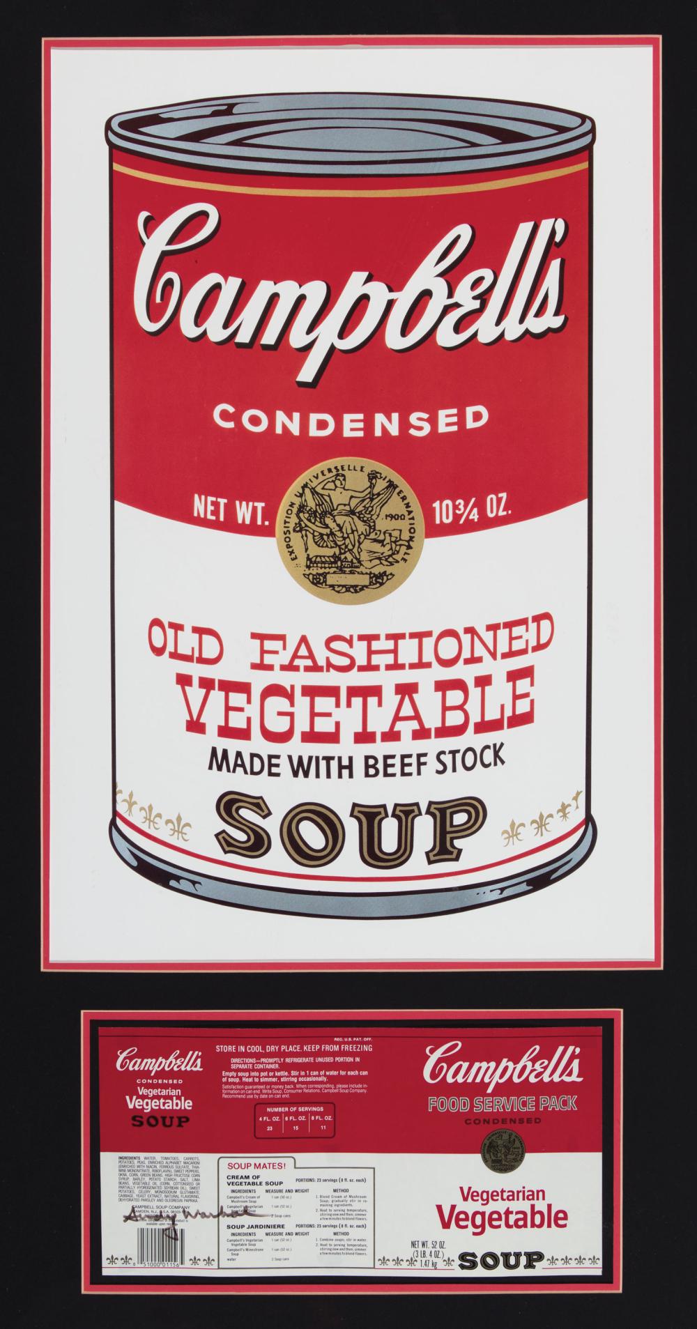 Appraisal: Andy Warhol American - Campbell's Vegetarian Vegetable Soup Label original