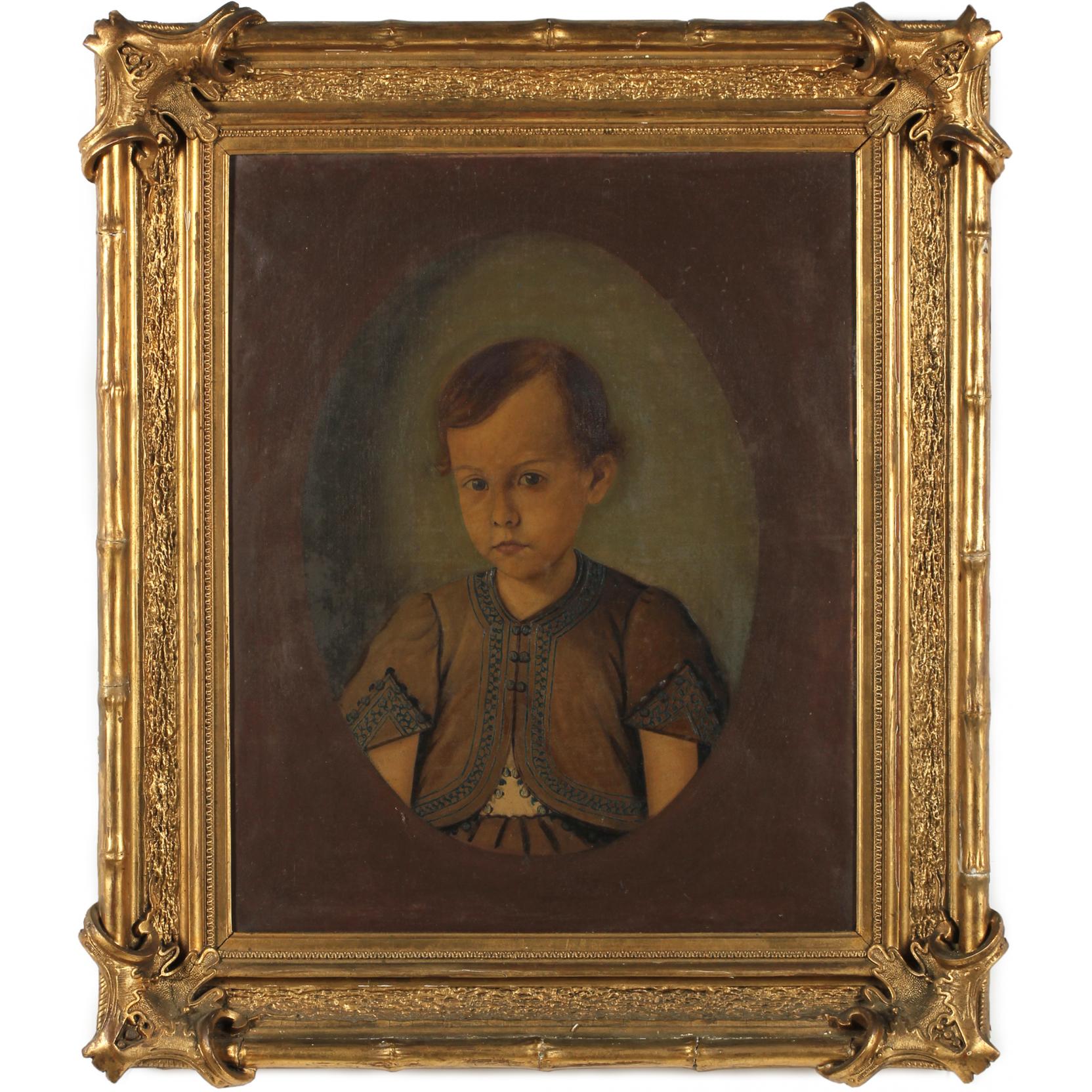 Appraisal: American School Portrait of a Young Boy circa oil on