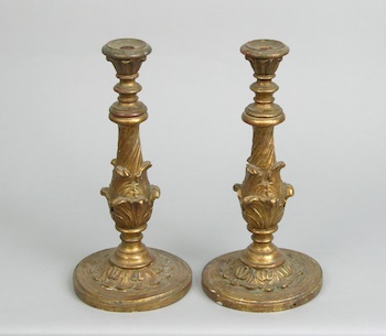 Appraisal: A Pair of Italian Carved Candlesticks ca Early th Century