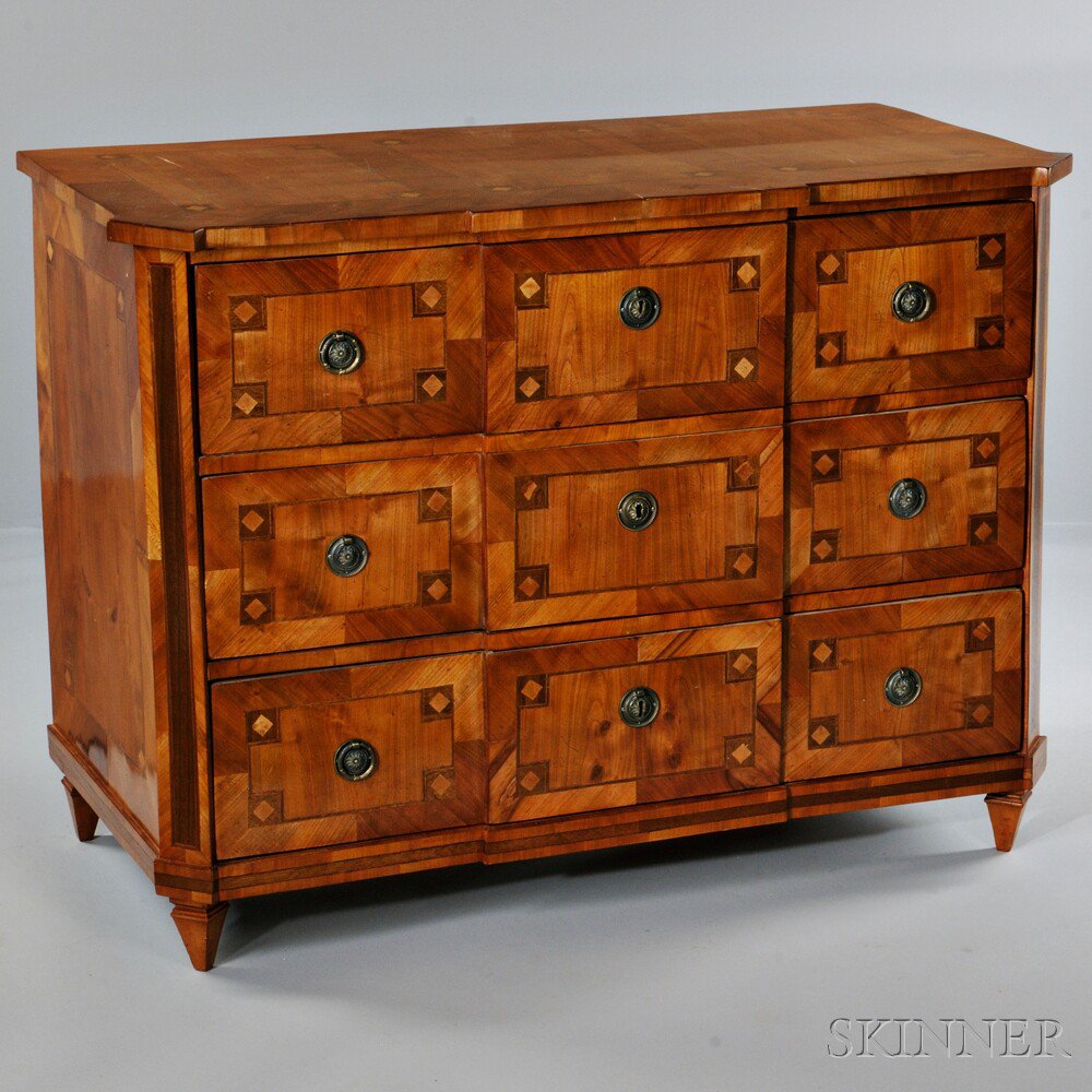 Appraisal: Biedermeier Fruitwood-veneered Chest of Drawers th century the shallow breakfront