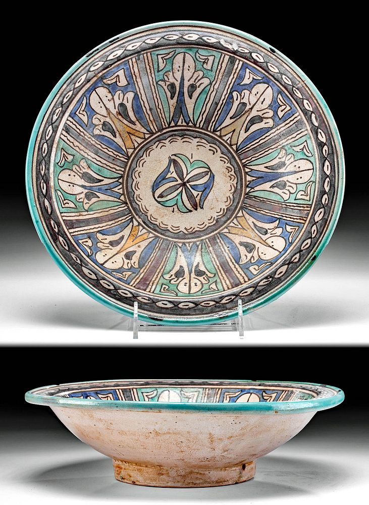 Appraisal: th C Moroccan Talavera Pottery Plate ex-Museum North Africa Maghreb