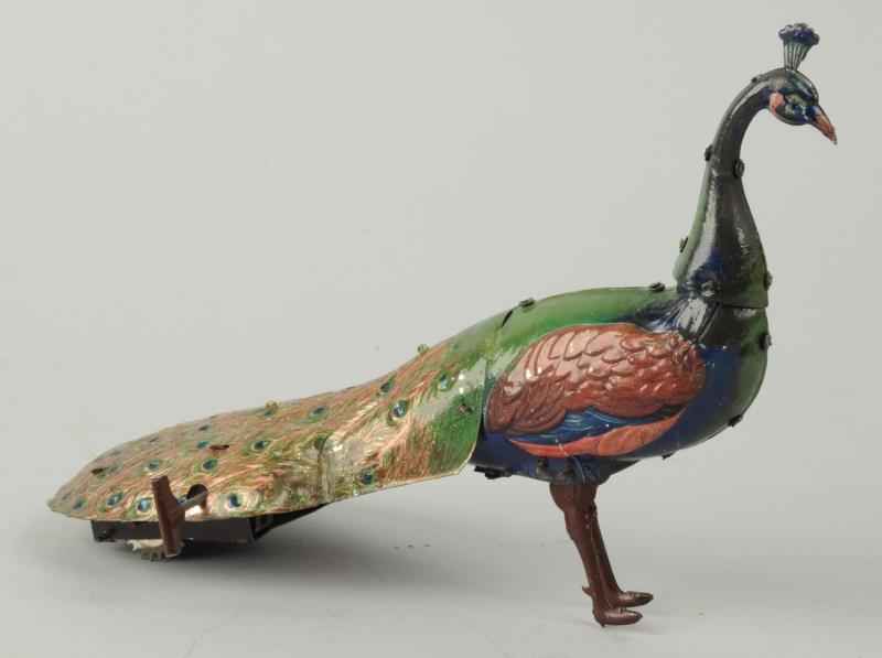 Appraisal: German Tin Litho Wind-Up Ebo Peacock Toy Marked Made in