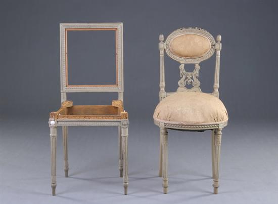 Appraisal: TWO LOUIS XVI STYLE SIDE CHAIRS th century Both having