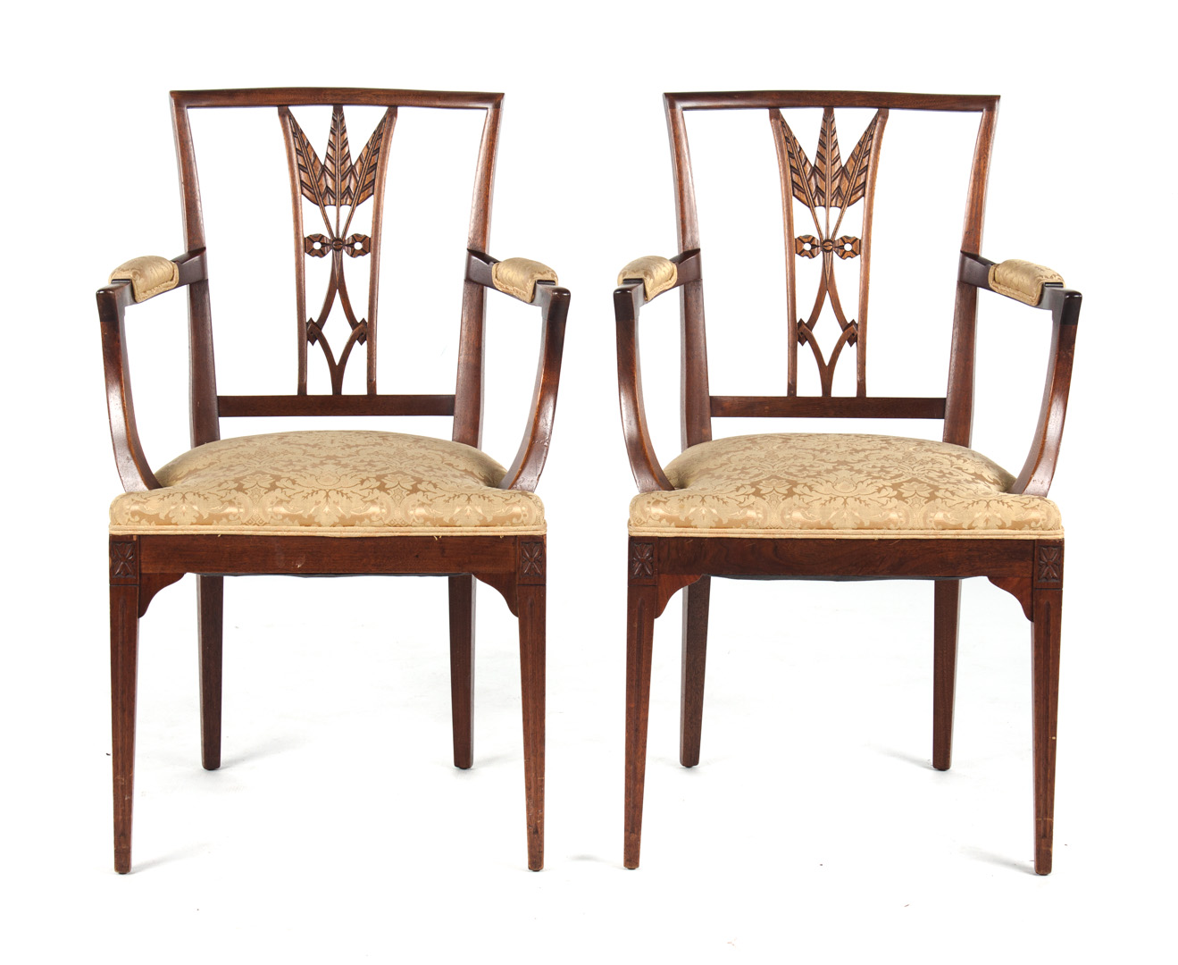 Appraisal: Pair of Italian walnut armchairs late th early th century