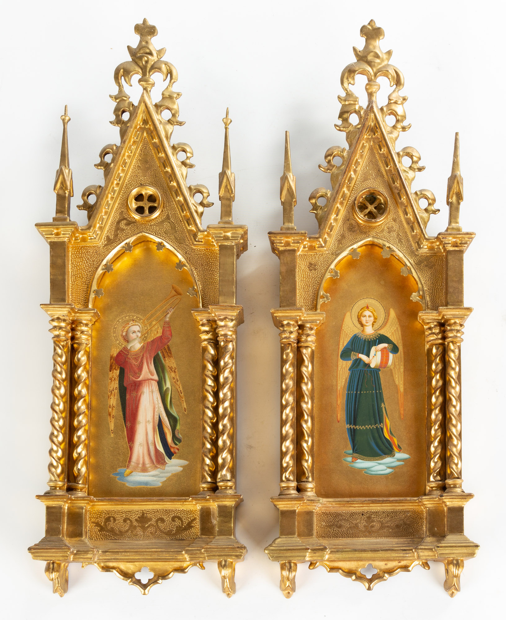 Appraisal: PAIR OF FLORENTINE GRAND TOUR PAINTINGS OF ANGELS AFTER FRA