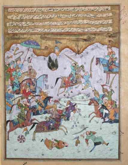 Appraisal: AN INDIAN MINIATURE painted with a multitude of warring soldiers