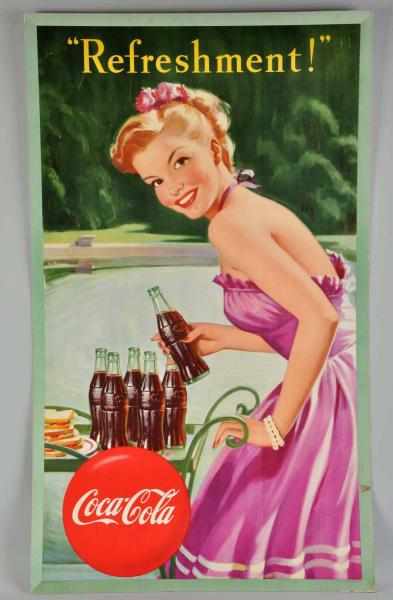 Appraisal: Cardboard Vertical Coca-Cola Poster Description A few small marks and