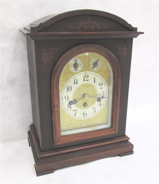 Appraisal: MAHOGANY CASED BRACKET CLOCK Junghans Clock Co Wurttemberg c having