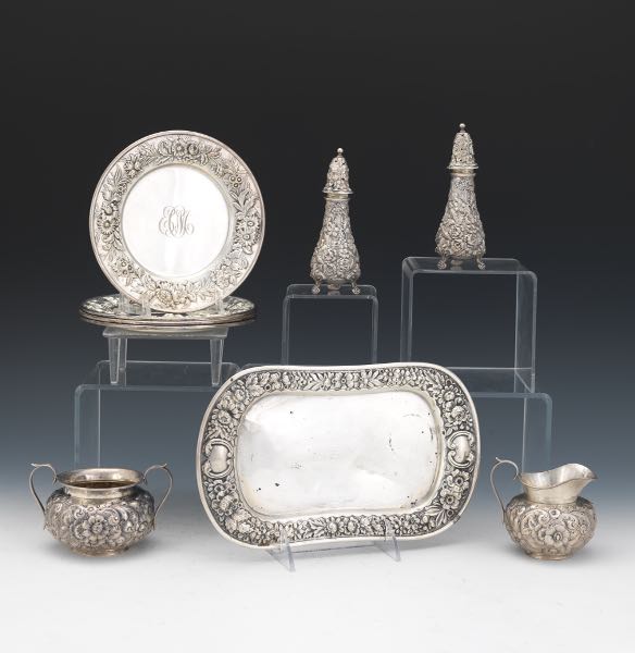 Appraisal: NINE STERLING SILVER PIECES BY GORHAM DURGIN S KIRK SON