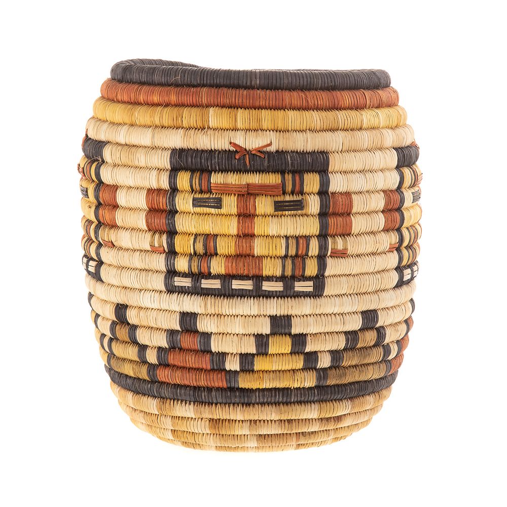 Appraisal: Hopi Coil Basket decorated with images of Mudhead in H