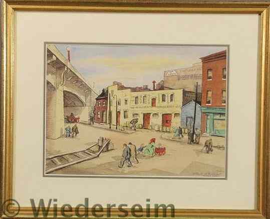 Appraisal: Sopher Aaron American - watercolor painting of Hillen Street at