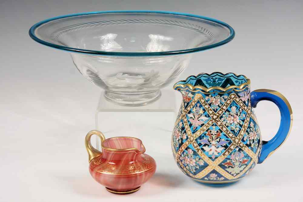 Appraisal: PCS ART GLASS - Three Pieces Art Glass including Mosher