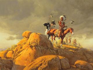 Appraisal: FRANK MCCARTHY - Dull Knife's War Party oil on board