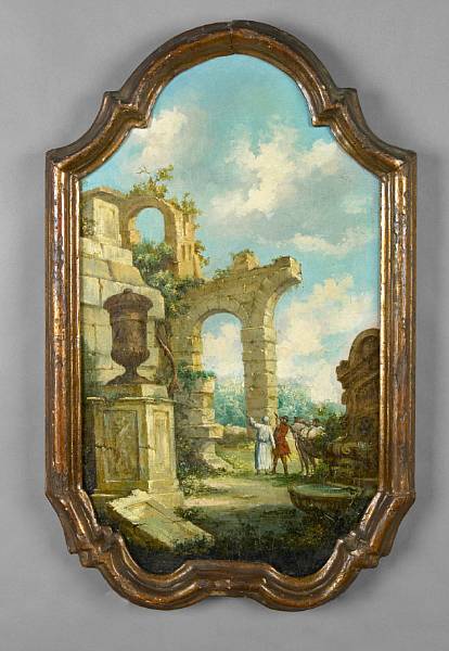 Appraisal: Italian School A capriccio view of temple ruins with figures