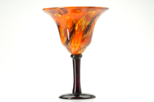 Appraisal: CHARLES SCHNEIDER Footed vase the bowl in deeply mottled orange