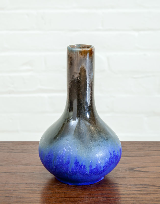 Appraisal: FULPER BLUE AND BROWN GLAZED VASE Marked x in diam