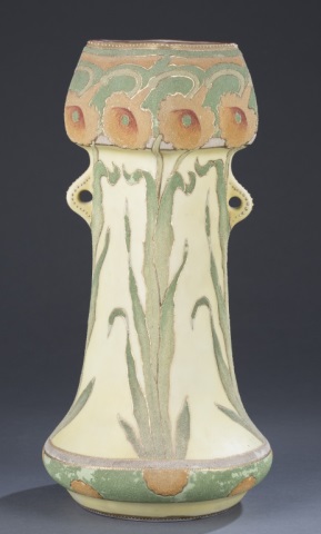 Appraisal: Japanese Coralene Art Nouveau Vase Satin yellow base with floral