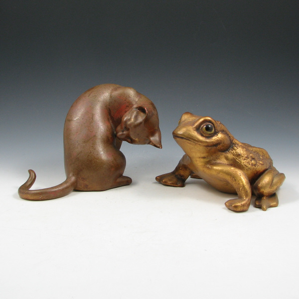 Appraisal: Freeman McFarlane Anthony cat and frog figures in bronze and