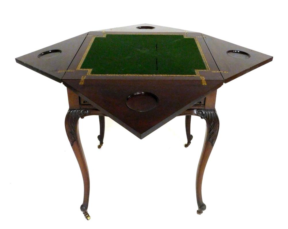 Appraisal: Mahogany napkin fold game table late th early th C