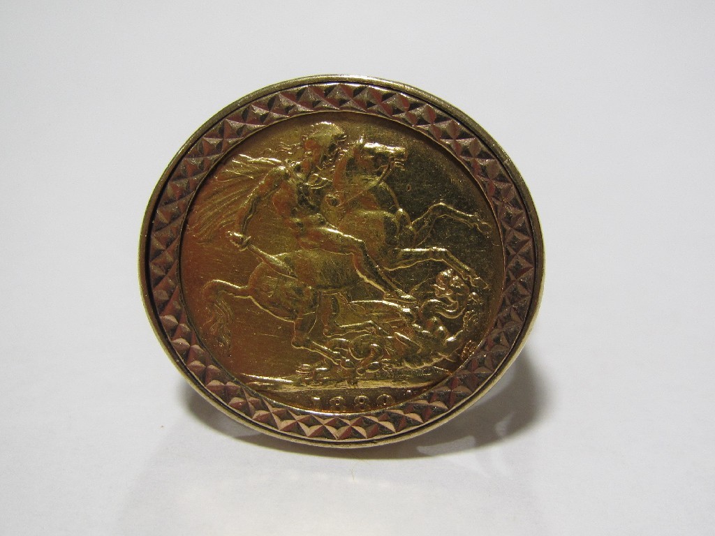 Appraisal: Jubilee Queen Victoria sovereign dated in ct gold ring mount