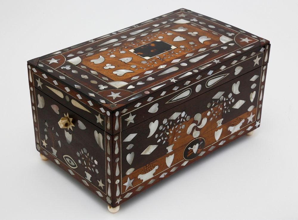 Appraisal: Fine Mahogany and Cherrywood Inlaid Box circa Fine Mahogany and