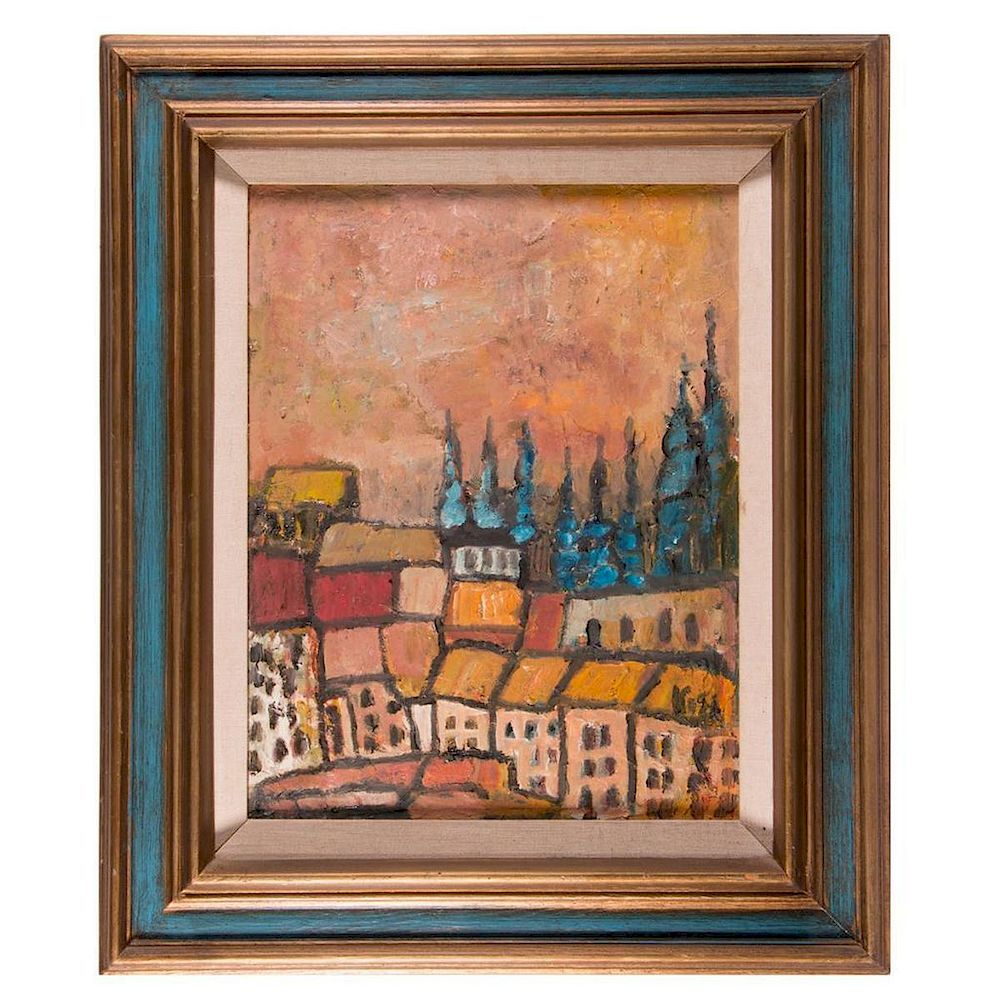 Appraisal: A th century cityscape A th century expressionist oil on