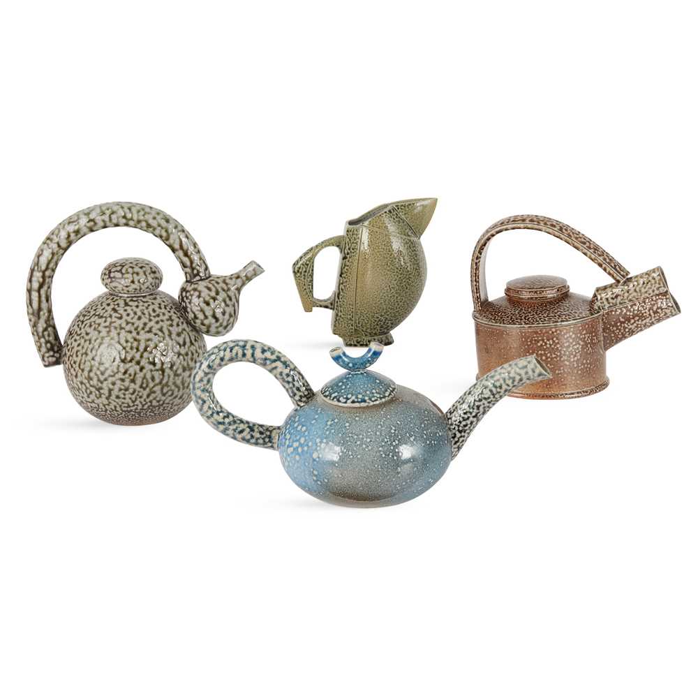 Appraisal: WALTER KEELER BRITISH - THREE TEAPOTS CONTEMPORARY salt-glazed stoneware each