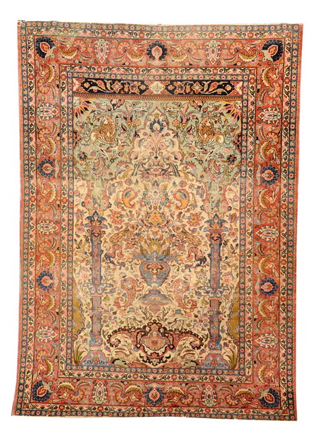 Appraisal: AN OLD PERSIAN PICTORIAL RUG decorated a central 'Hanging Garden'