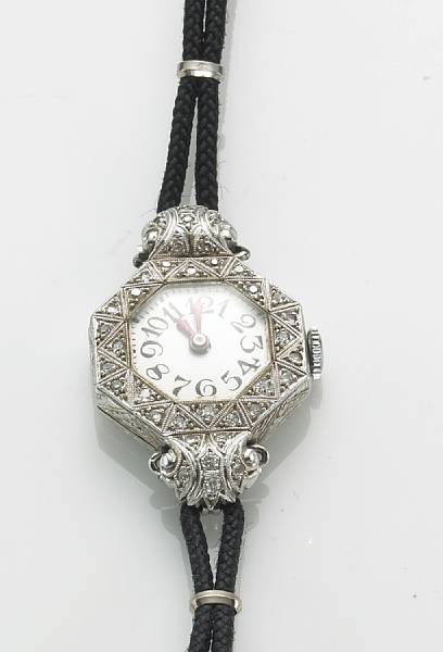 Appraisal: Swiss A Lady's k white gold and diamond set octagonal