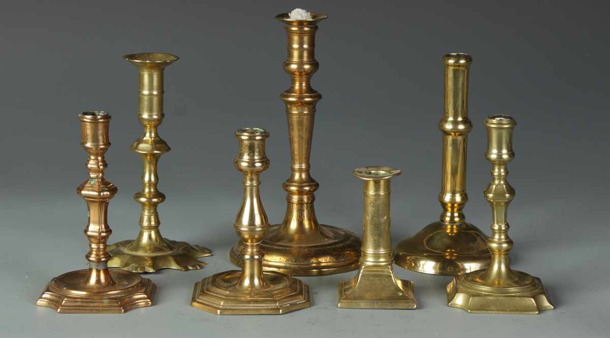 Appraisal: Group of Misc Brass Candle Sticks Max Ht ''E