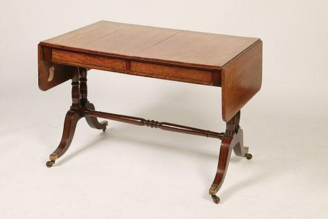 Appraisal: A REGENCY MAHOGANY SOFA TABLE the rectangular top with twin