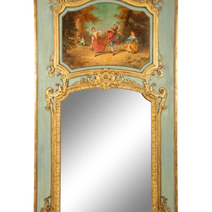 Appraisal: A French Painted and Parcel Gilt Trumeau Mirror th Century