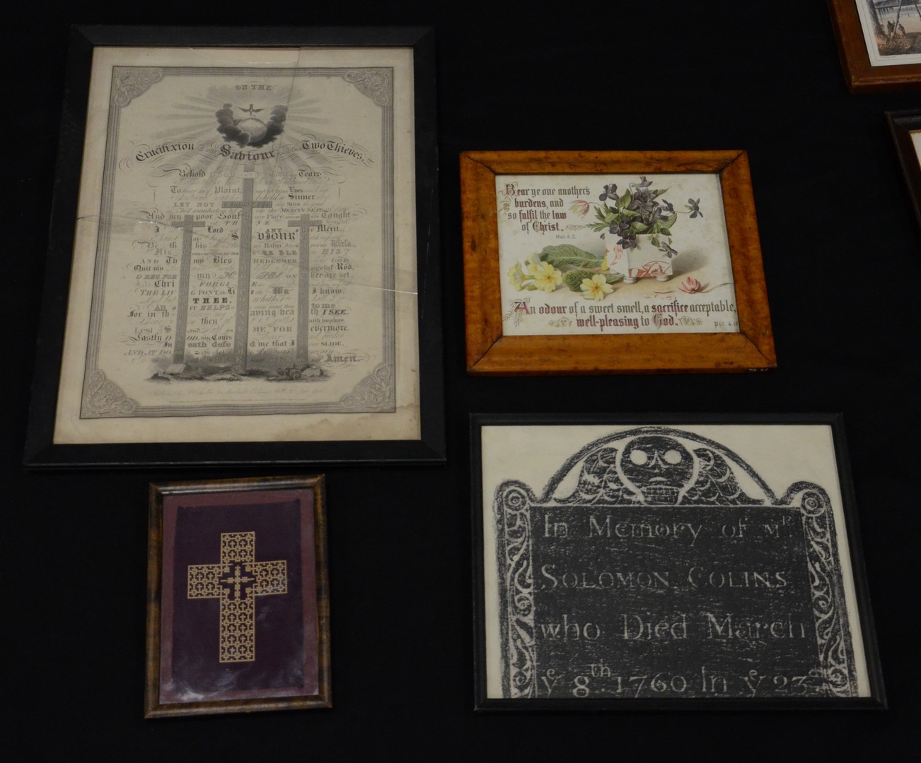 Appraisal: Religious Ephemera to include engraving On the crucifixion of the