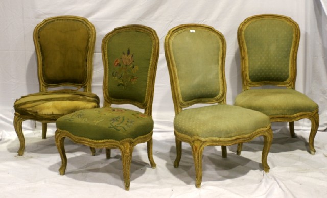 Appraisal: Four Louis XV style painted nursing chairs th century