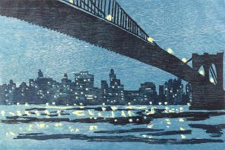 Appraisal: Print Richard Bosman Richard Bosman American b Brooklyn Bridge woodblock