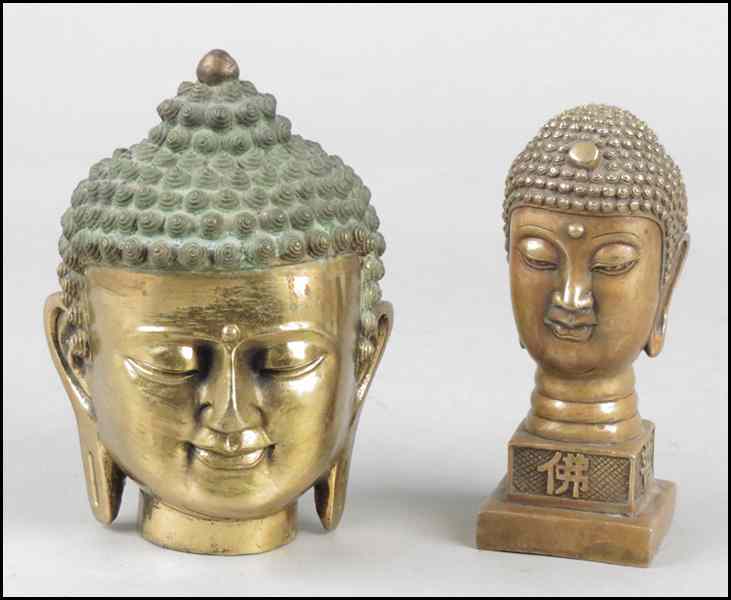 Appraisal: GILT BRONZE BUDDHA HEAD Together with a gilt metal buddha