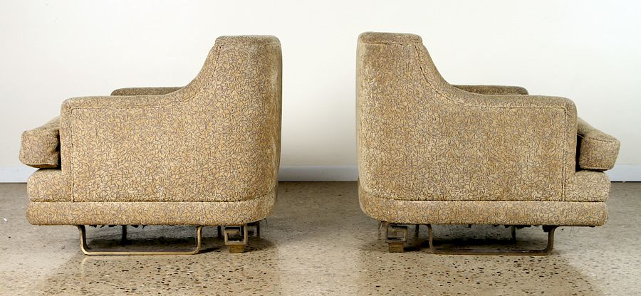 Appraisal: PAIR UPHOLSTERED CLUB CHIARS BRONZE BASE C A pair of