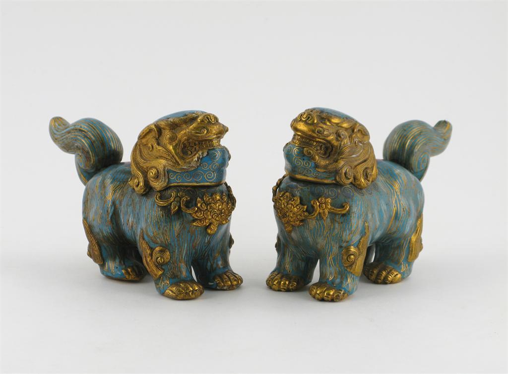 Appraisal: A pair of Chinese cloisonn and gilt bronze models of