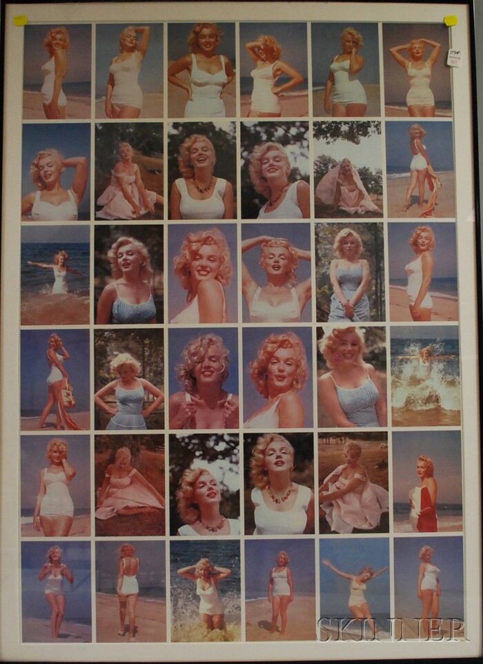 Appraisal: Framed Uncut Sheet of Sam Shaw Photographed Marilyn Monroe Postcards