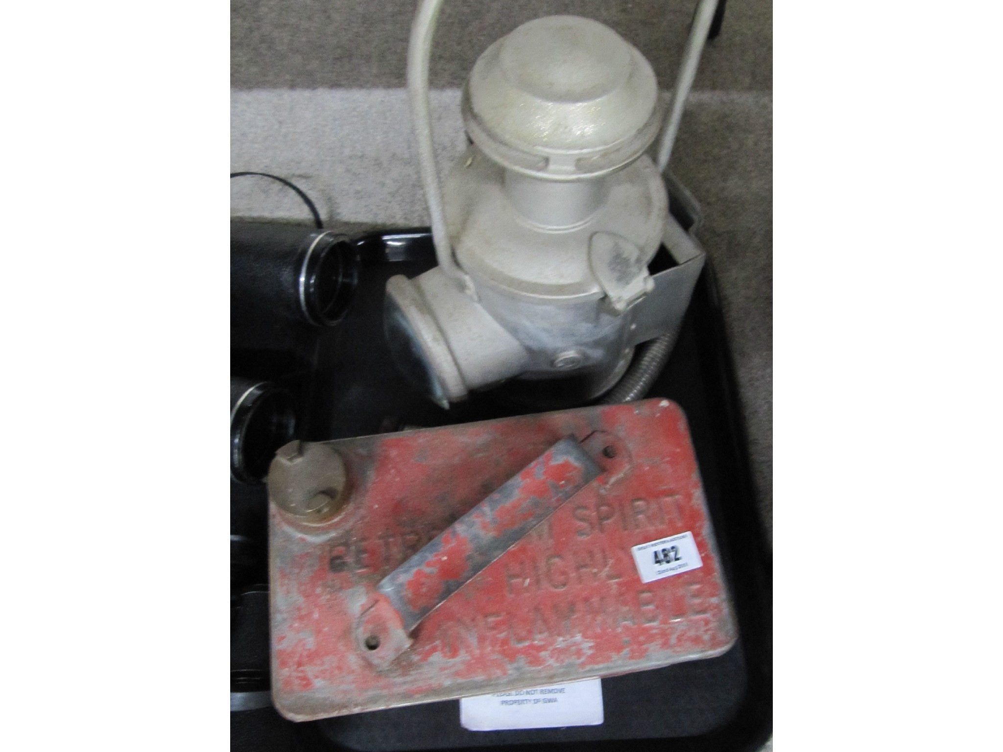 Appraisal: A lot comprising a railway lamp and a petrol can