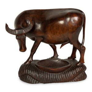 Appraisal: A Carved Wood Bull Sculpture Height x width x depth