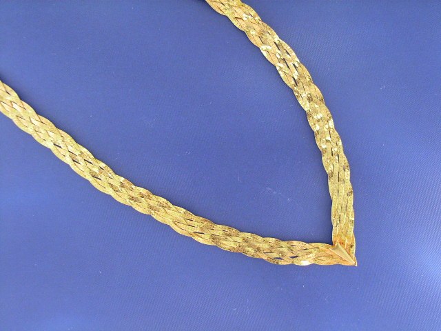 Appraisal: An Italian ct gold six strand woven link necklace length