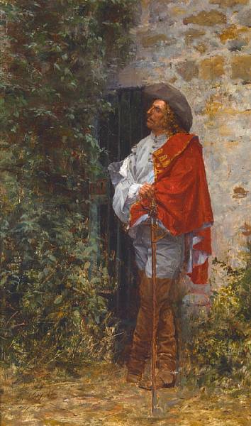 Appraisal: Giuseppe de Nittis Italian - A cavalier at the gate