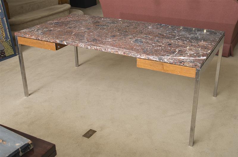 Appraisal: Desk Attributed to Skidmore Owings Merrill Chrome marble oak in