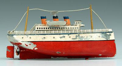 Appraisal: Tinplate Bing key-wind steamship painted tinplate possibly by Bing -