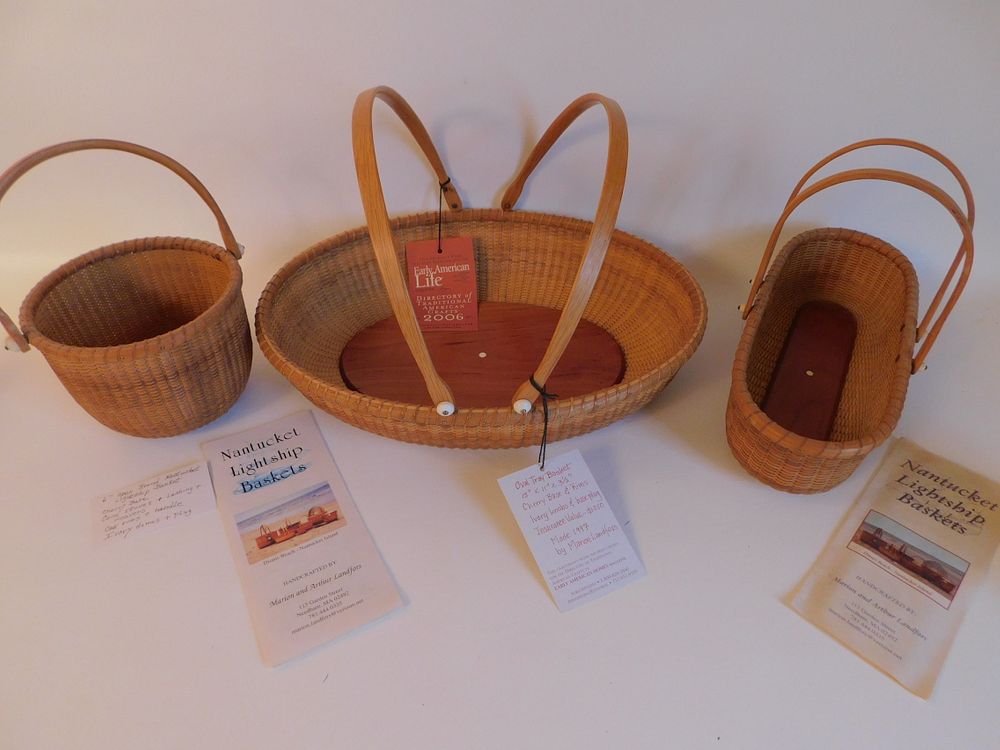 Appraisal: NANTUCKET LIGHTSHIP BASKETS - LANDFORS Lot of fine Nantucket Lightship