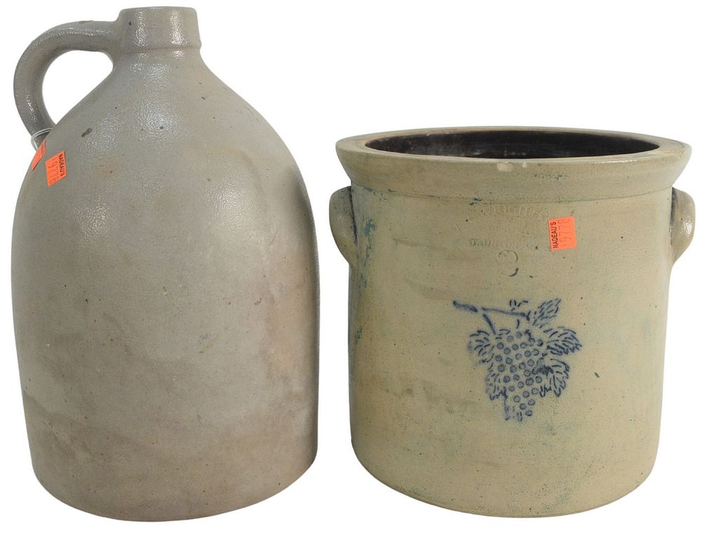 Appraisal: Two Piece Stoneware Lot to include a two gallon crock